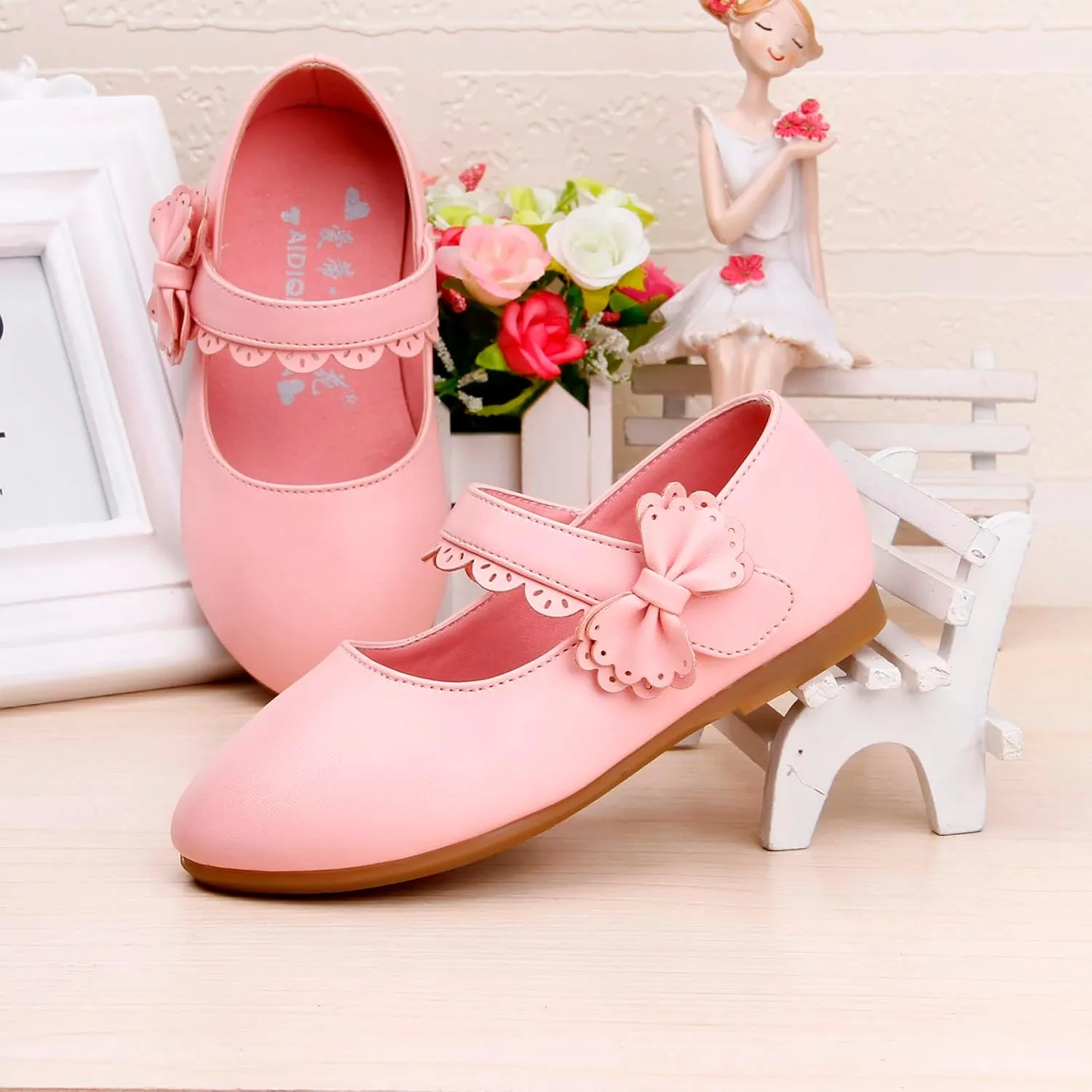 Kids Mary Jane Shoes Toddler Girls Anti-Slip Rubber Soft Sole Closed Toe Flat Wedding High Tops Baby Girl
