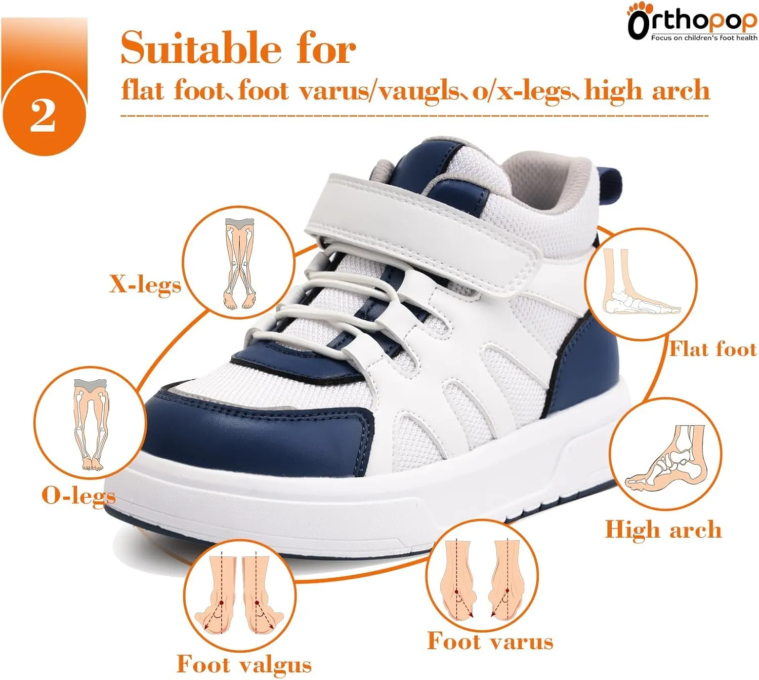 Kids Orthopedic AFO Shoes with Ankle and Arch Support for Girls and Boys