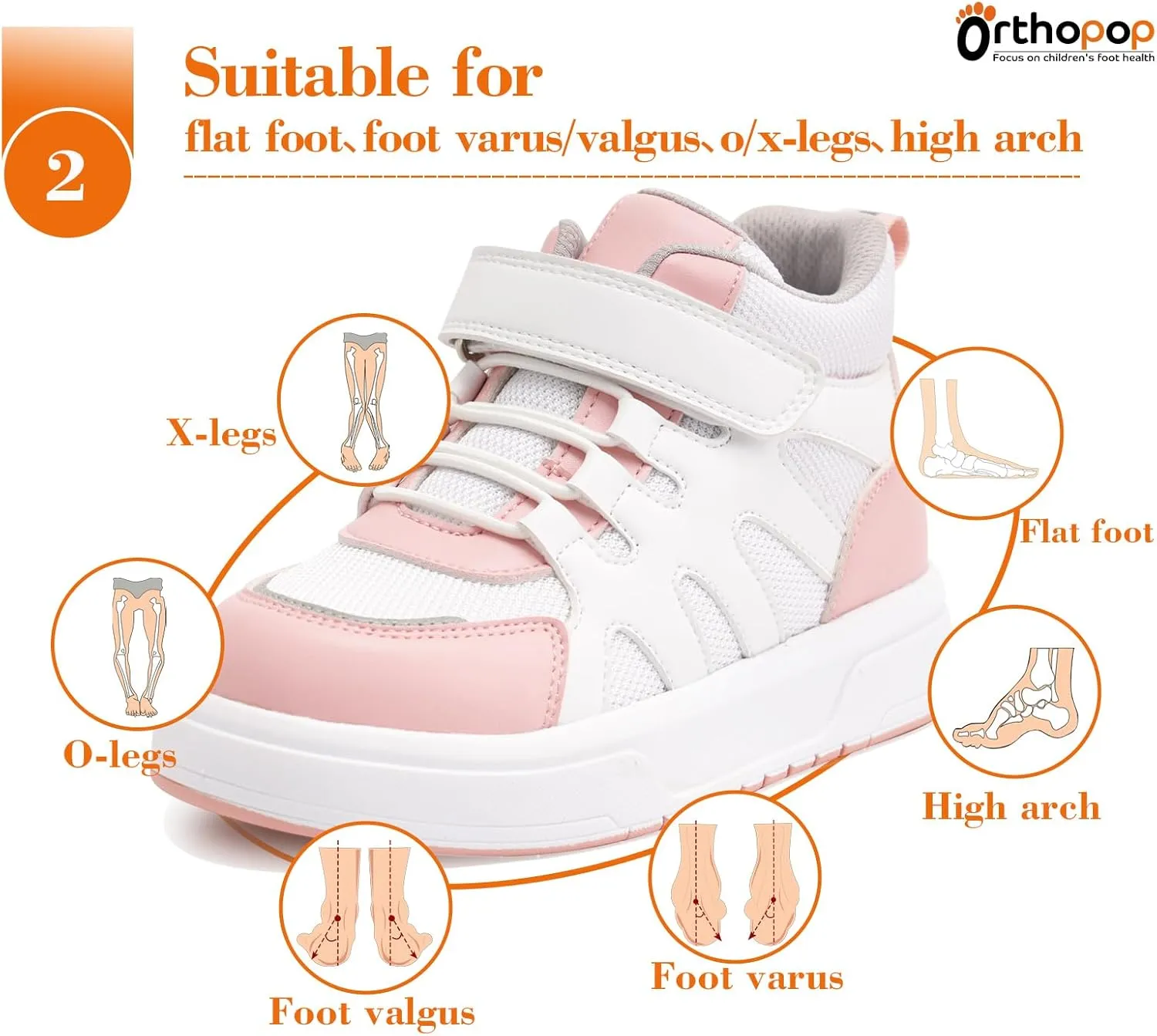 Kids Orthopedic AFO Shoes with Ankle and Arch Support for Girls and Boys