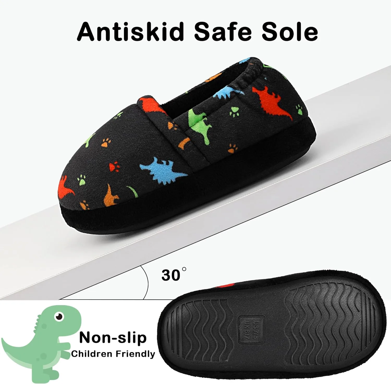 Kids Slippers Boys House shoes Anti Skid Bedroom Dinosaur