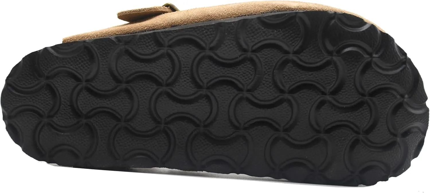 Kids Suede Clogs Toddler Clogs Boys Girls Sandals Cork Adjustable Buckle Mules Kid Slippers Flat Shoes Black