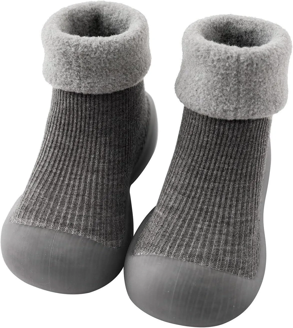 Kids Toddler Baby Boys Girls Solid Warm Knit Soft Sole Rubber Shoe Socks Slipper Stocking Soft Shoes Baby House Shoes