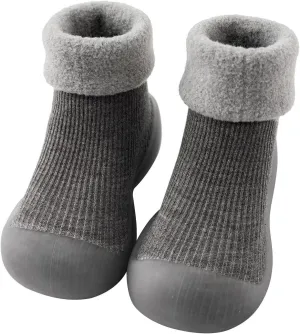 Kids Toddler Baby Boys Girls Solid Warm Knit Soft Sole Rubber Shoe Socks Slipper Stocking Soft Shoes Baby House Shoes