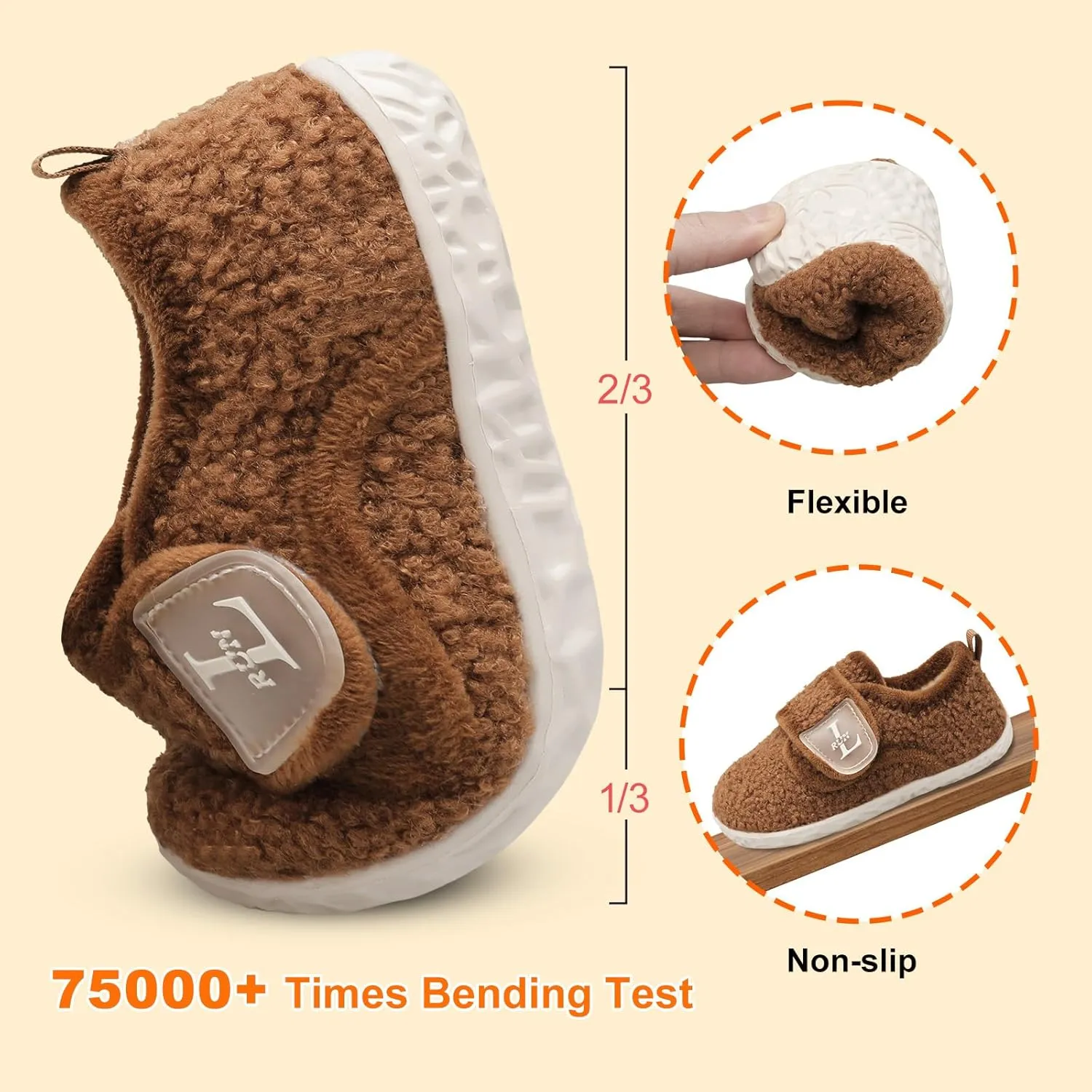 L-RUN Toddler Slippers for Girls Boys Warm Household Shoes Kids Winter Slippers with Microfleece Lining for Indoor Outdoor