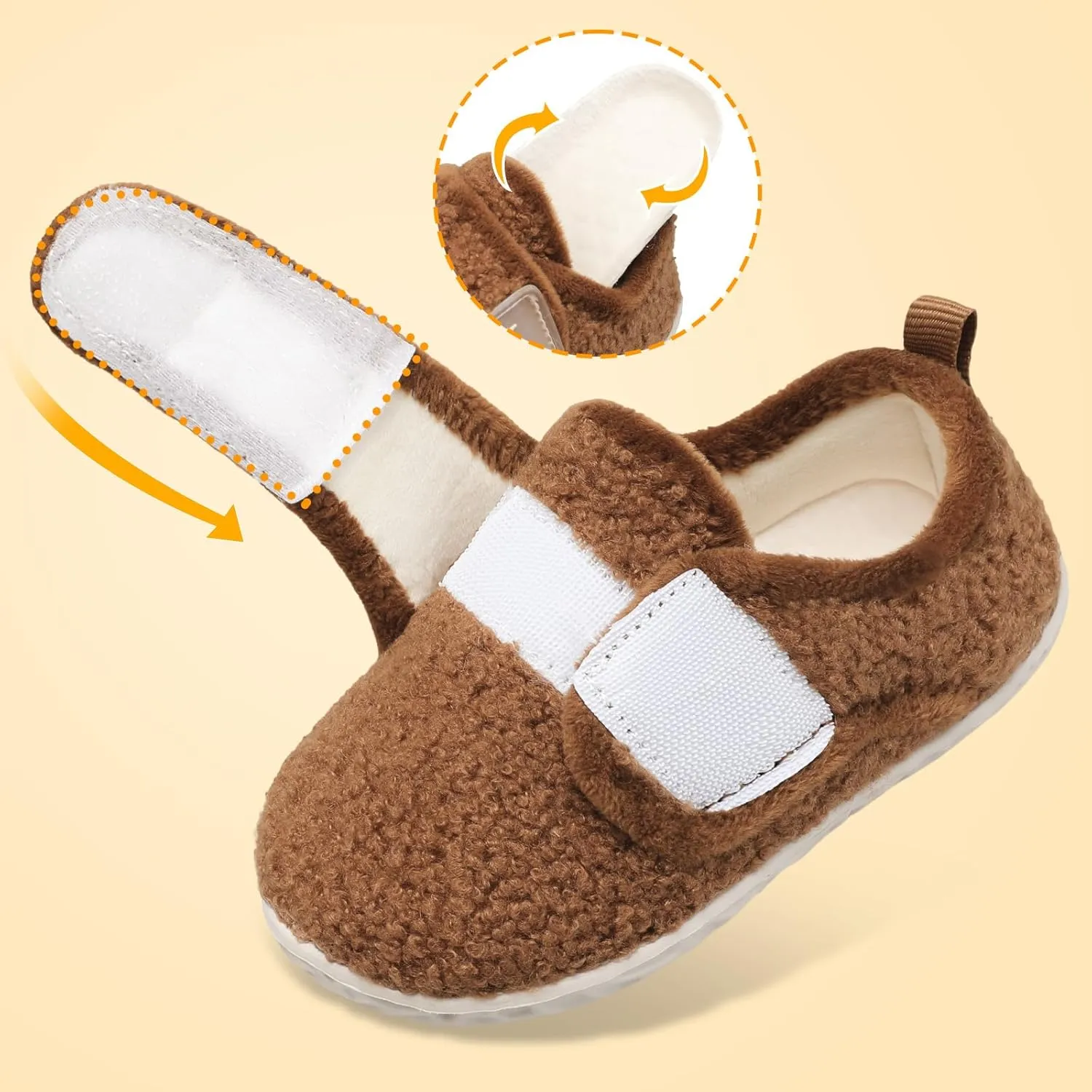 L-RUN Toddler Slippers for Girls Boys Warm Household Shoes Kids Winter Slippers with Microfleece Lining for Indoor Outdoor