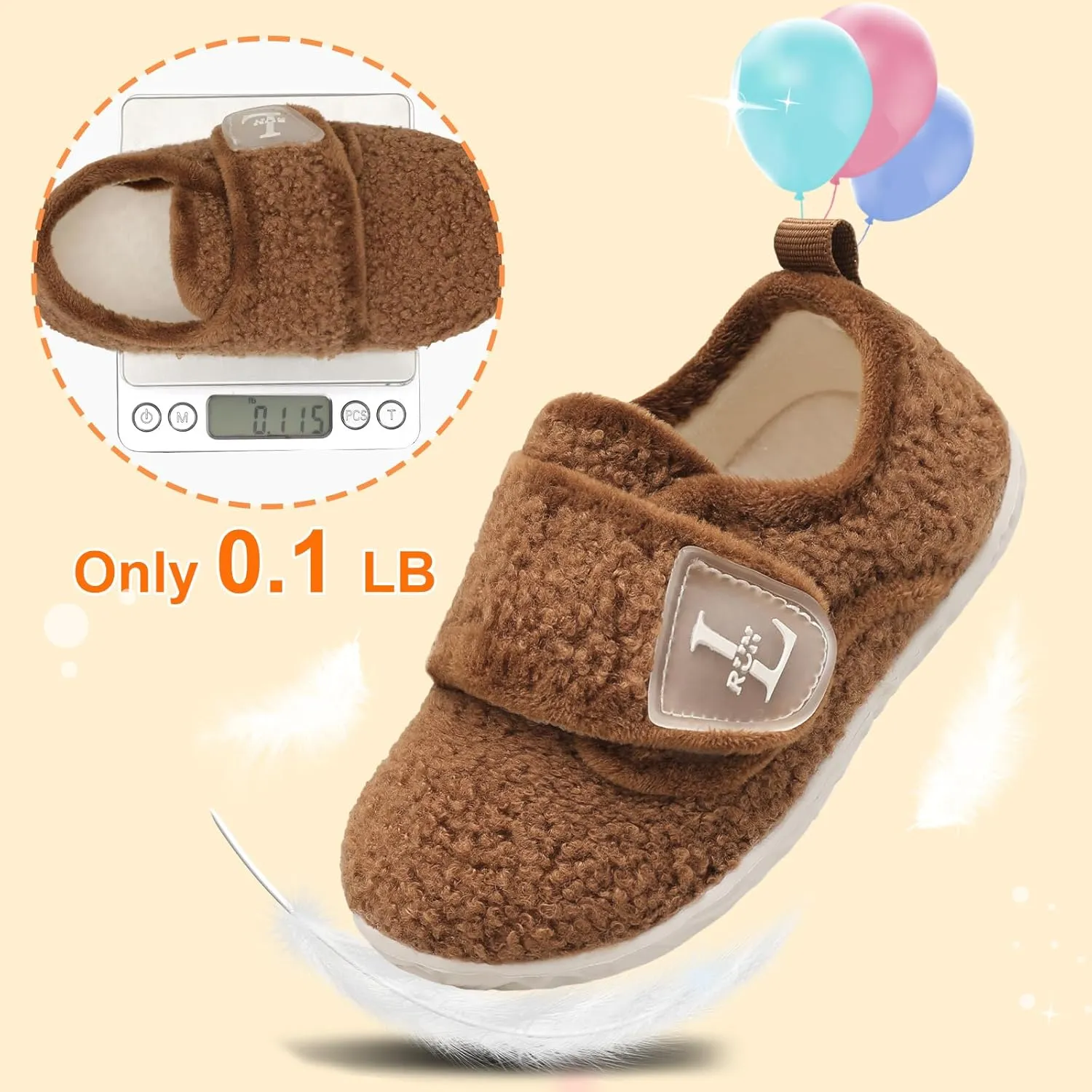 L-RUN Toddler Slippers for Girls Boys Warm Household Shoes Kids Winter Slippers with Microfleece Lining for Indoor Outdoor