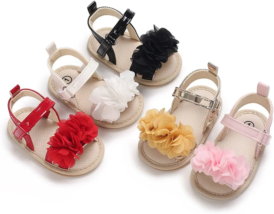 LAFEGEN Baby Sandals Girls Summer Outdoor Shoes PU Leather Soft Sole Bowknot Infant First Walker Cirb Dress Shoes