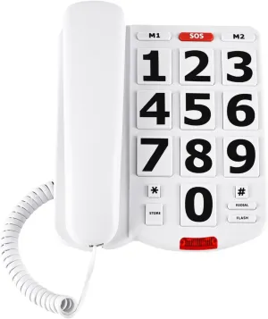 Large Button Phones for Seniors, Land Line Phones for Elderly - Big Button Home Telephone for the Visually Impaired, 110dB  Amplified Ringer & 90dB  Handset Volume for the Hearing Impaired House Phone