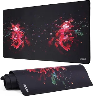 Large Gaming Mouse Pad 35.4 x 15.7 Inch  Oversized Extended Desk Pad with Non-Slip Base, Stitched Edges Mousepad, Smooth Surface for Keyboard, Mouse, Office, Gaming and Work