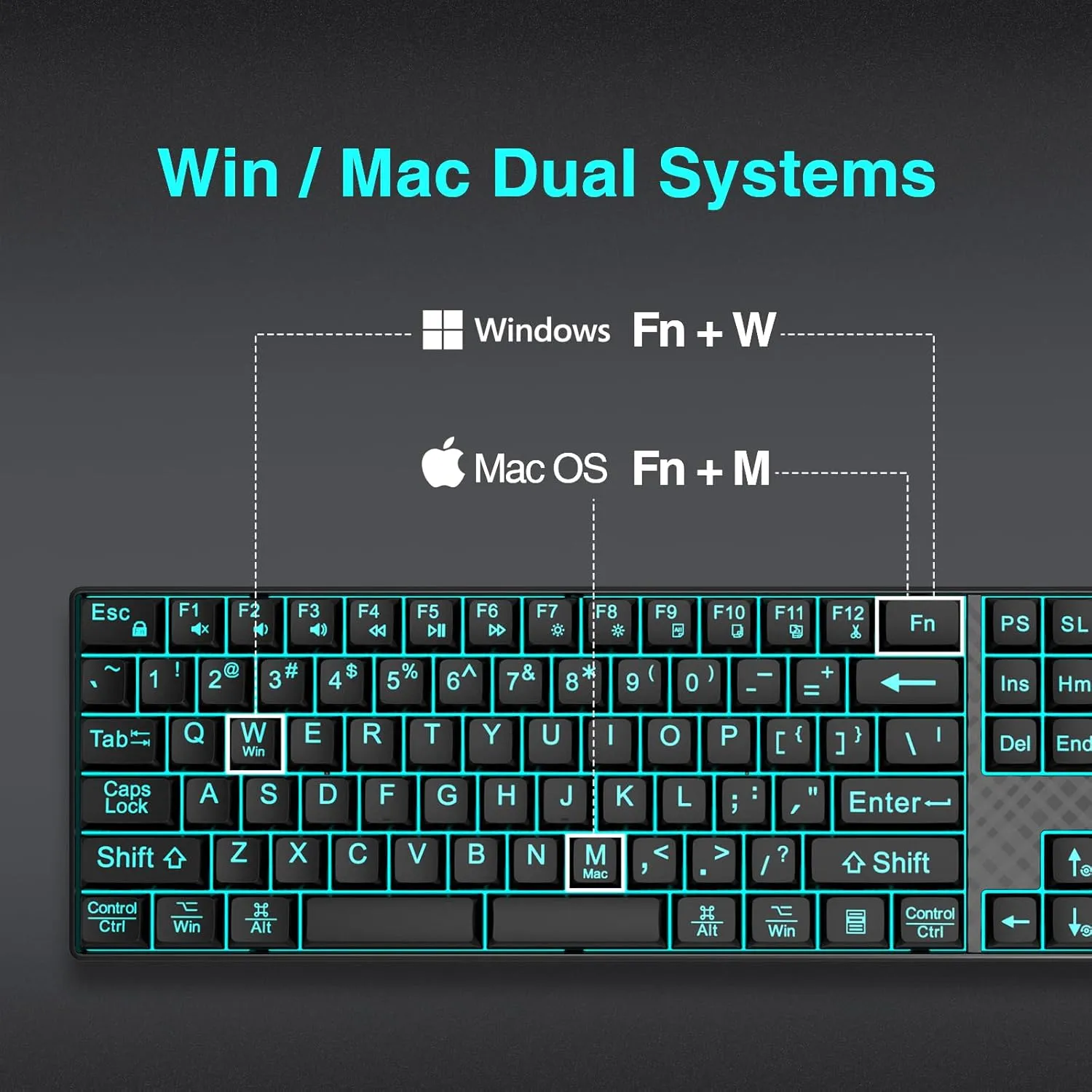 Large Print Backlit Keyboard, Quiet USB Wired Computer Keyboards, Full Size Keyboard with 7-Color & 6 Modes Backlit, Compatible for Windows/Mac, MacBook Pro/Air, Desktop, Laptop, PC, Gaming
