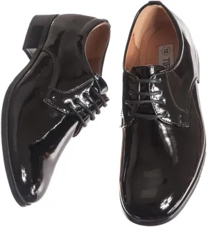 Lito Round Toed Black Shiny Tux Shoes for Infants, Toddlers, and Boys (Boy 5)