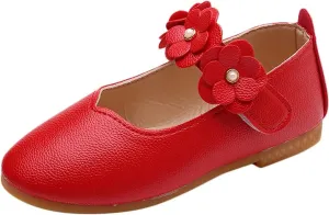 Little Girls Dress Shoes Closed Toe Wedding Party School Ankle Strap Ballet Flats Shoes Big Kids Flower Girl Shoes