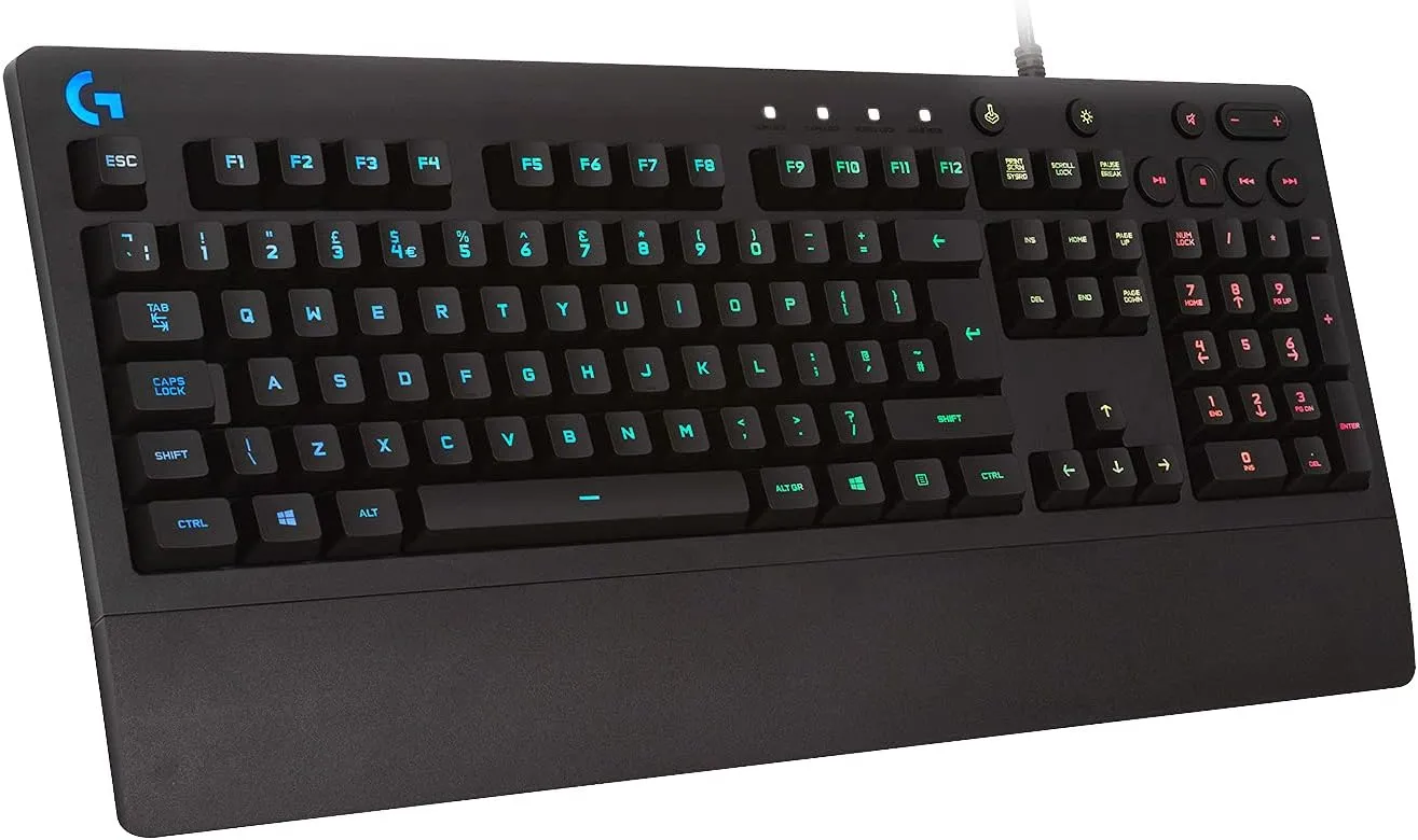 Logitech G 213 Prodigy English Gaming Keyboard, RGB LIGHTSYNC, Backlit Keys, Splash Resistant, Customizable Keys, Dedicated Multimedia Controls - Black