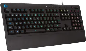Logitech G 213 Prodigy English Gaming Keyboard, RGB LIGHTSYNC, Backlit Keys, Splash Resistant, Customizable Keys, Dedicated Multimedia Controls - Black