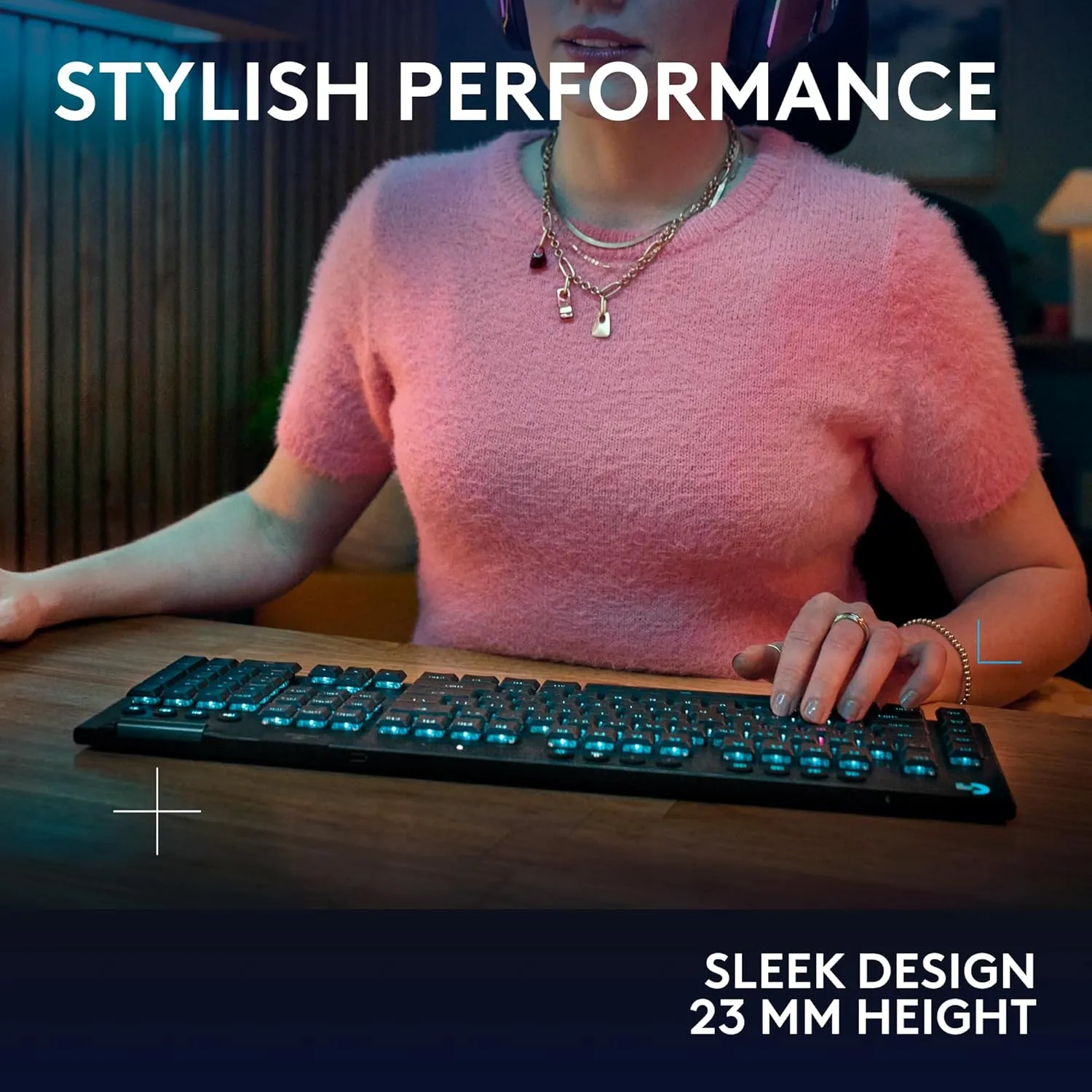 Logitech G915 X Lightspeed Wireless Mechanical Gaming Keyboard, Double-Shot PBT Keycaps, Fully Programmable Keys, RGB Backlit Mac/PC Gaming Keyboards, Aluminum Finish, GL Linear Switches, Black