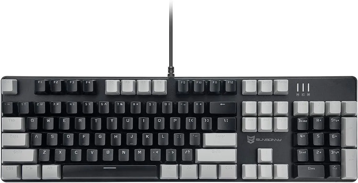 Mechanical Keyboard - Black Switch, Black & Grey Color, White Backlit, Hot Swappable, Wired, 104 Keys US Layout PC Gaming Keyboard