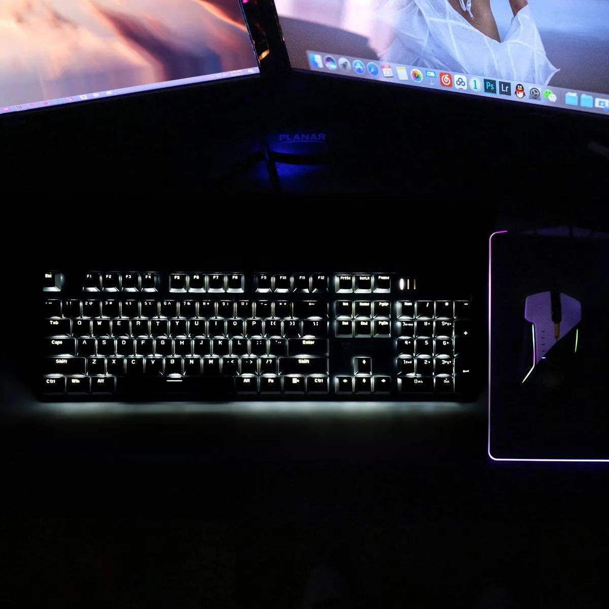 Mechanical Keyboard - Black Switch, Black & Grey Color, White Backlit, Hot Swappable, Wired, 104 Keys US Layout PC Gaming Keyboard
