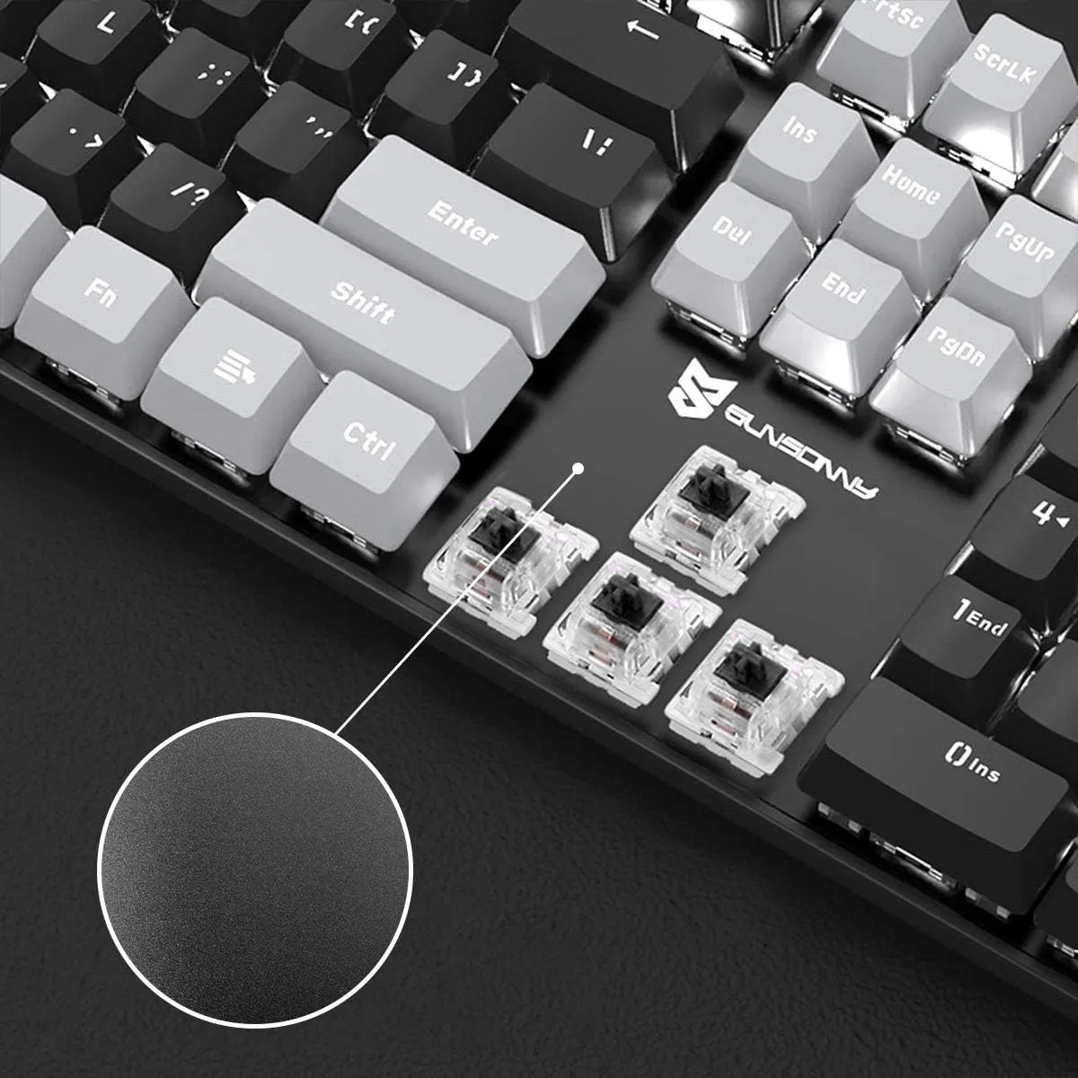 Mechanical Keyboard - Black Switch, Black & Grey Color, White Backlit, Hot Swappable, Wired, 104 Keys US Layout PC Gaming Keyboard