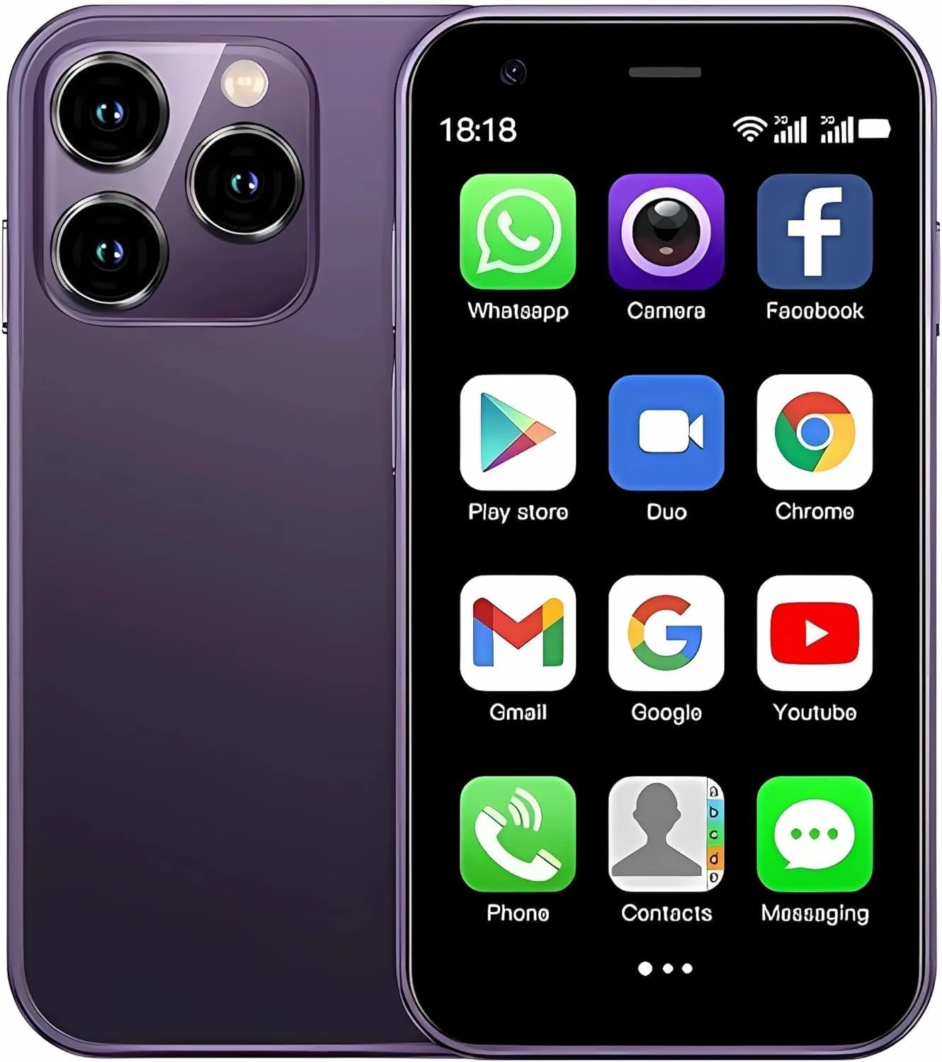 mini Smartphone 3G Small Cellphone Unlocked Phones mini Phone Android Phones 3.0 Touch Screen Mobile Phone Android 8.1 Dual sim XS15 2GB Ram 16GB ROM Cell Phones (Purple)