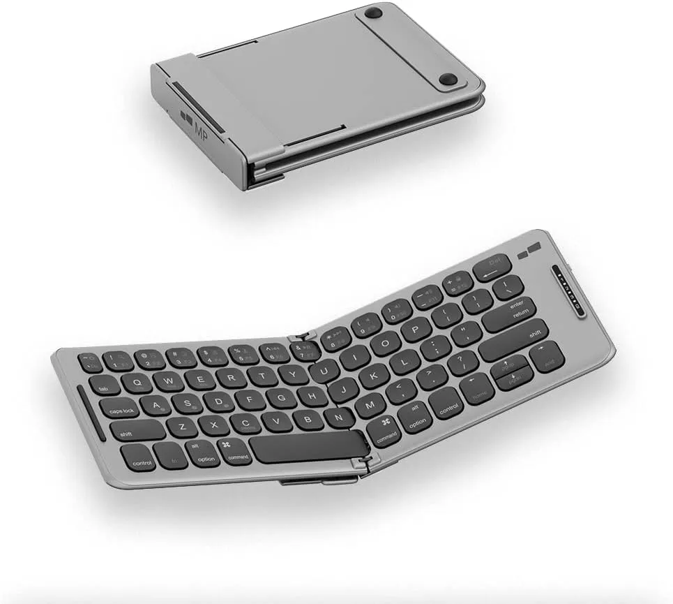 MP Mobile Pixels Foldable Bluetooth Keyboard - Rechargeable Ultra Slim Portable Wireless Folding Keyboard for iOS, Android, Windows Smartphone, Tablet and Laptop