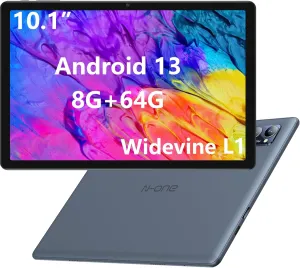 N-one Android 13 Tablet, 10 Inch Tablets HD Screen 8GB 64GB Quad Core & 1TB Expand for Smooth Experience, 5MP Camera WiFi Bluetooth and Widevine L1 Streaming for Work Education Reading Gift