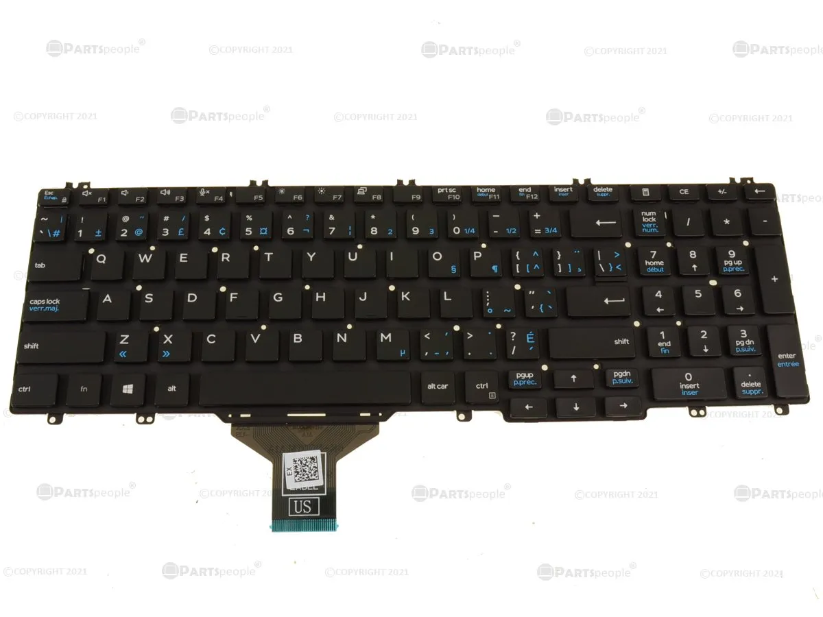 New French English Dell OEM Latitude 5500 Precision 3540 Laptop Keyboard Single Point No BL D30WK
