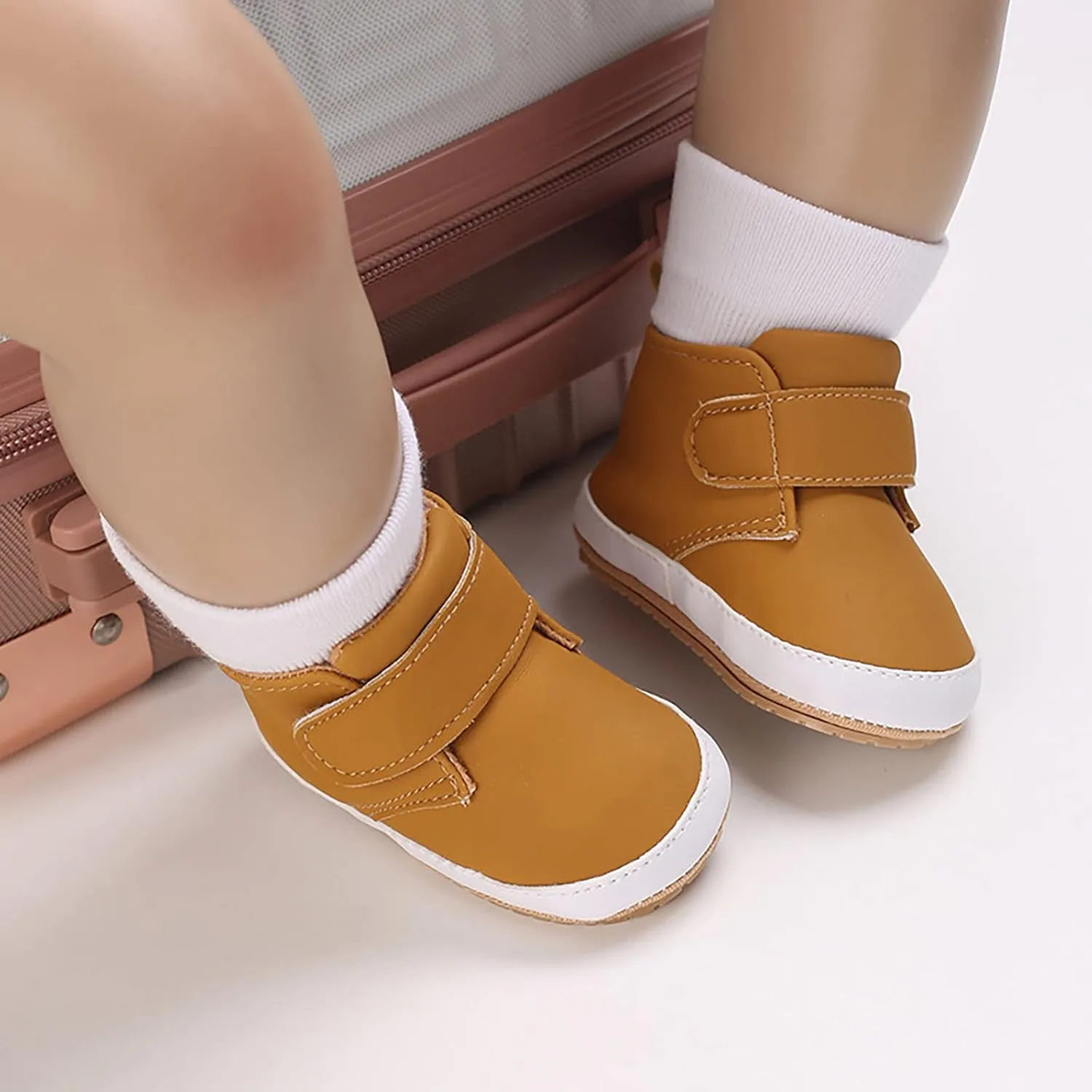 Newborn Baby Boys Girls Prewalker Shoes Soft Soft Sole Ankle Boots Infant Fashion High-Top Sneakers Casual Shoes