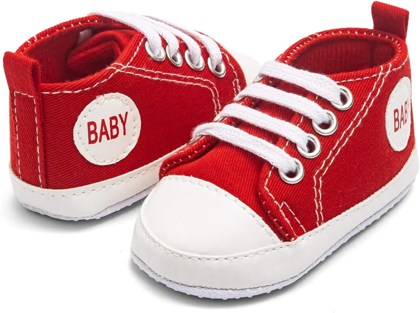 Newborn Baby Girls Boys Sneakers Soft Sole High-Top Ankle Canvas Shoes Infant First Walkers Slip on Crib Shoes