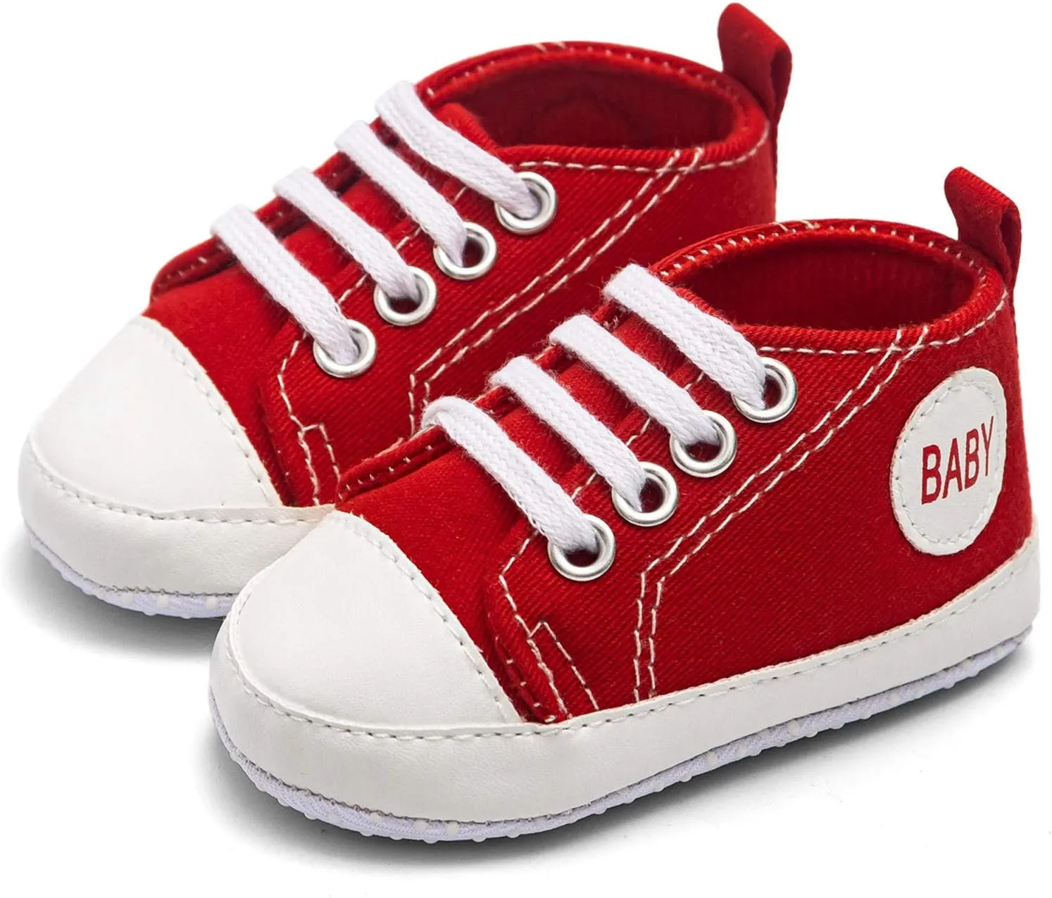 Newborn Baby Girls Boys Sneakers Soft Sole High-Top Ankle Canvas Shoes Infant First Walkers Slip on Crib Shoes