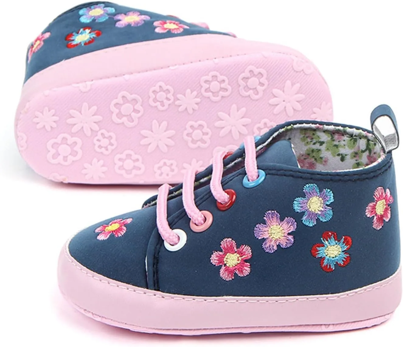 Newborn Baby Girls' Premium Sneakers Floral Prints High Top Soft Sole Shoes Infant Slip on Prewalker Sport Shoes