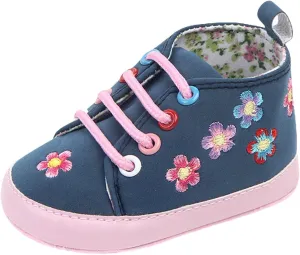 Newborn Baby Girls' Premium Sneakers Floral Prints High Top Soft Sole Shoes Infant Slip on Prewalker Sport Shoes