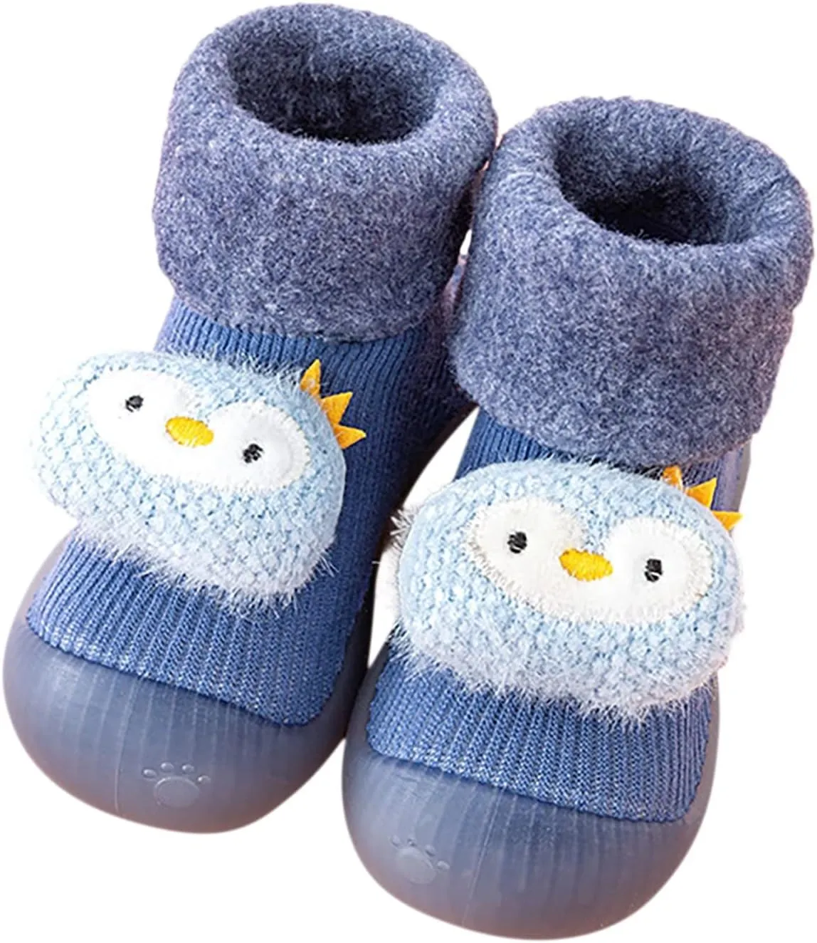 Newborn Girl Boy Sock Shoes Baby Fleece ining Soft Slippers Rubber Sole Non-Slip Cute Booties Spring Sneakers