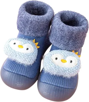 Newborn Girl Boy Sock Shoes Baby Fleece ining Soft Slippers Rubber Sole Non-Slip Cute Booties Spring Sneakers