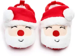 Newborn Infant Baby Christmas Shoes Santa Slippers Booties Anti-Slip Socks Boots Winter Warm Prewalkes (Santa Claus, 0-6 Months)
