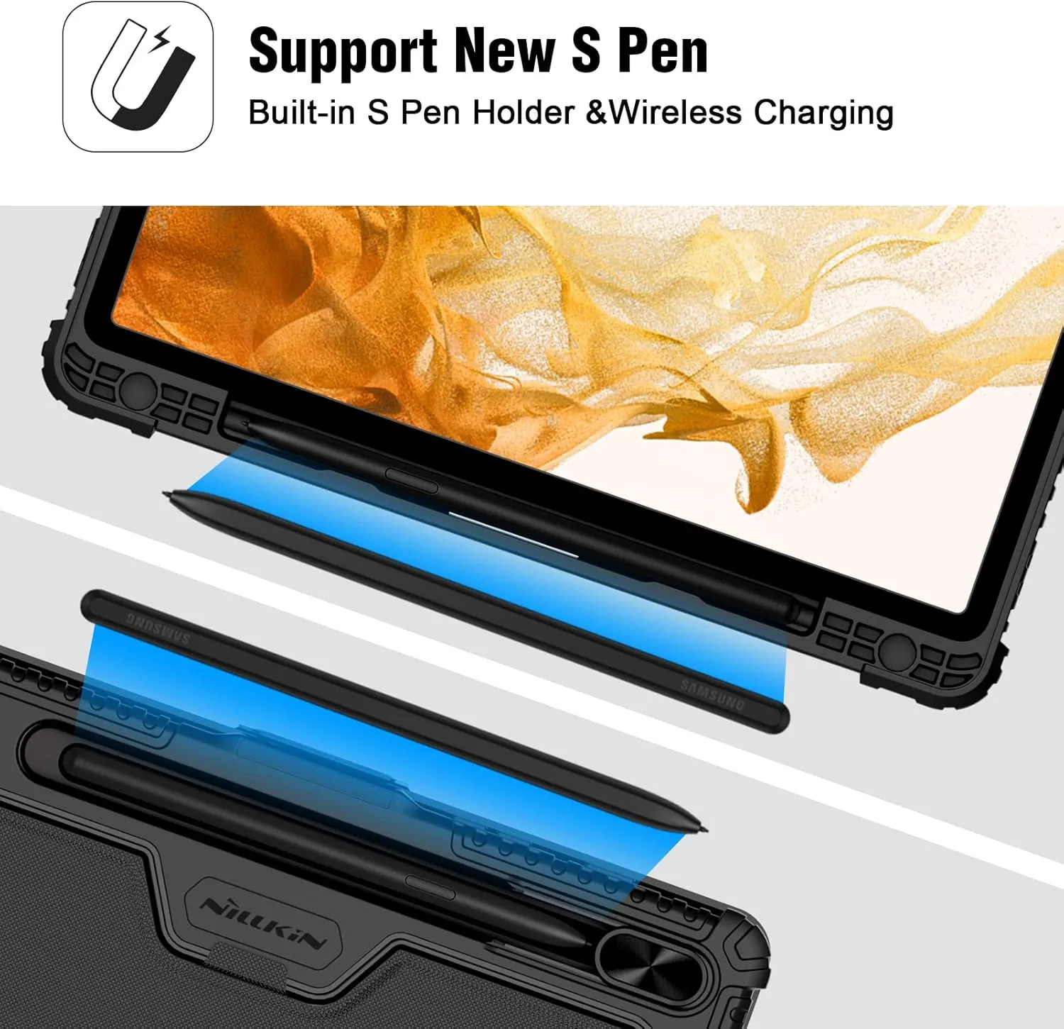Nillkin for Samsung Galaxy Tab S10 Plus/S9 Plus 12.4" Case with Keyboard, Detachable 7-Color Backlit Magic Keyboard Case with Camera Cover, Trackpad, S Pen Holder for Galaxy Tab S10 Plus