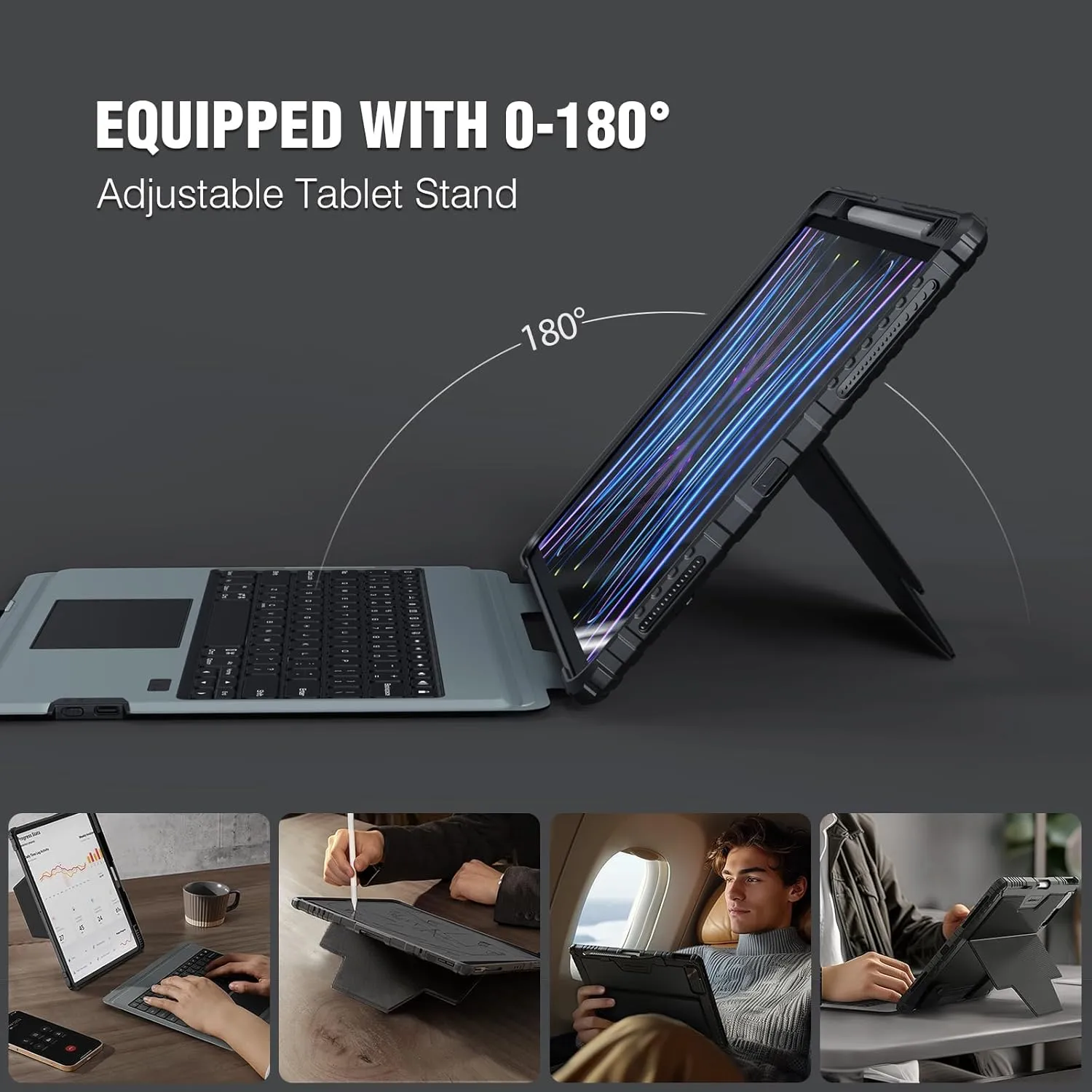 Nillkin for Samsung Galaxy Tab S10 Plus/S9 Plus 12.4" Case with Keyboard, Detachable 7-Color Backlit Magic Keyboard Case with Camera Cover, Trackpad, S Pen Holder for Galaxy Tab S10 Plus