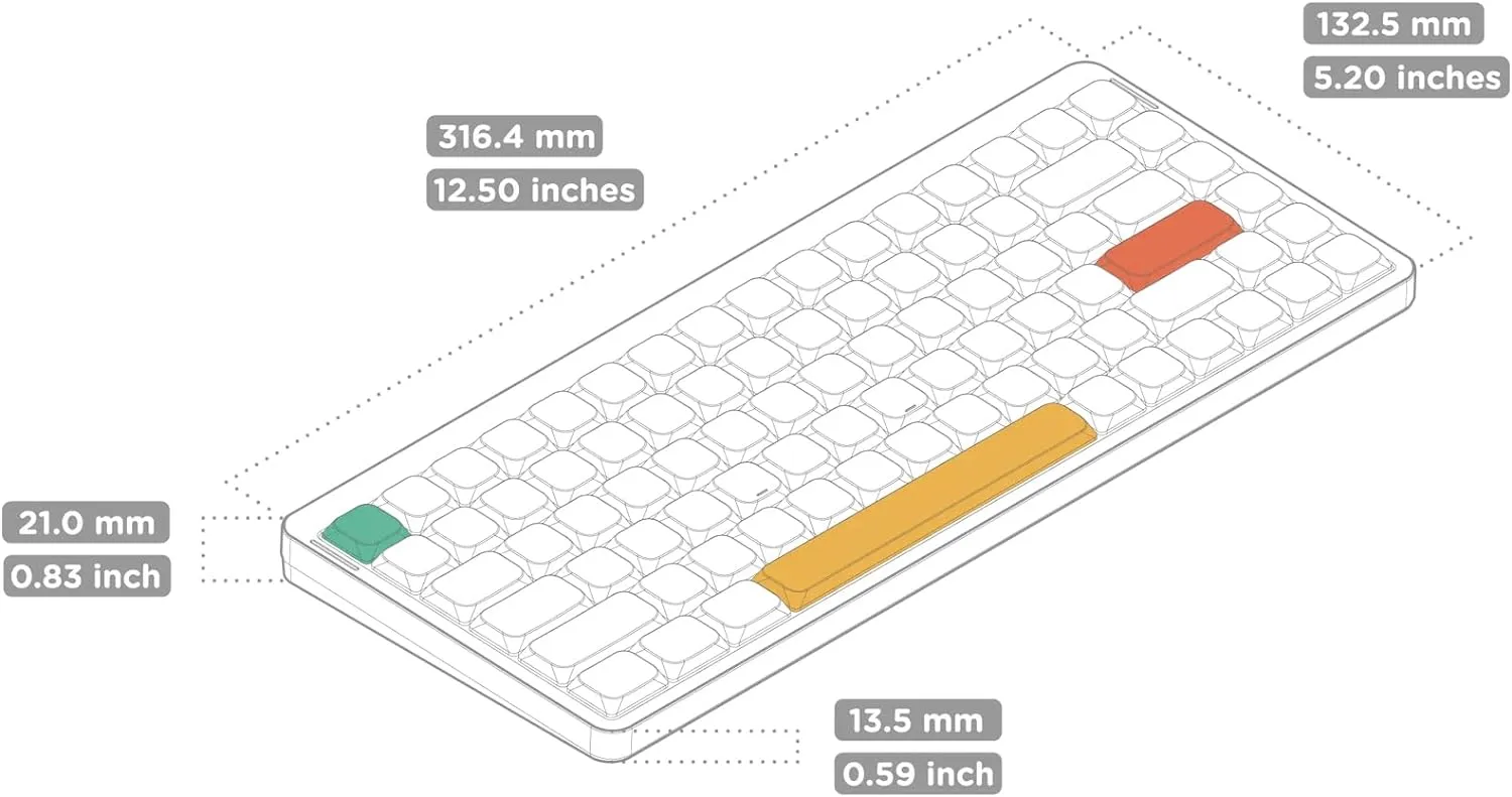 nuphy Air75 V2 Portable 75% Mechanical Keyboard,Wireless Keyboard,Supports Bluetooth/2.4G/USB-C RGB Gaming Keyboards,Compatible with Windows/Mac OS/Linux Systems White-Gateron Moss Switch