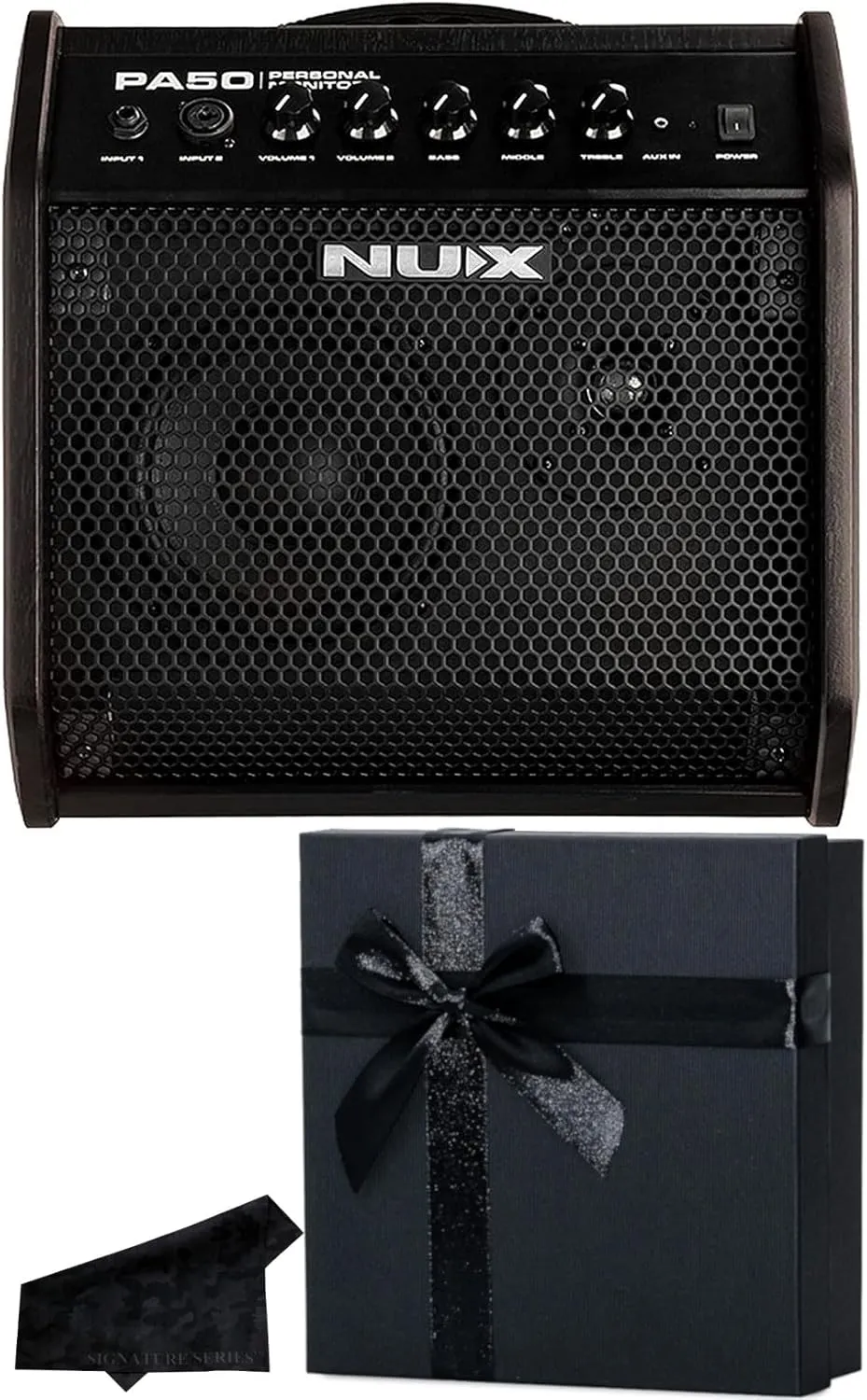 NUX PA-50 Personal Monitoring Amplifier | 2 Channels for Instruments & Microphones, Full Range Flat Response, Dynamic 3-Band EQ for Precise Output Fine-Tuning with Signature Series Gift Bundle