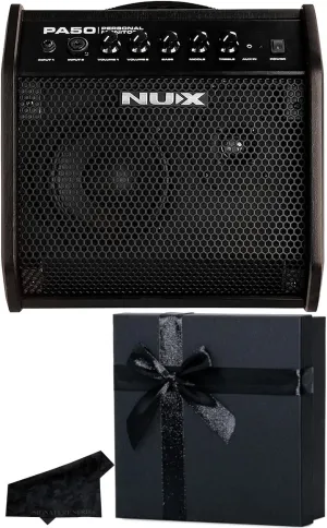 NUX PA-50 Personal Monitoring Amplifier | 2 Channels for Instruments & Microphones, Full Range Flat Response, Dynamic 3-Band EQ for Precise Output Fine-Tuning with Signature Series Gift Bundle