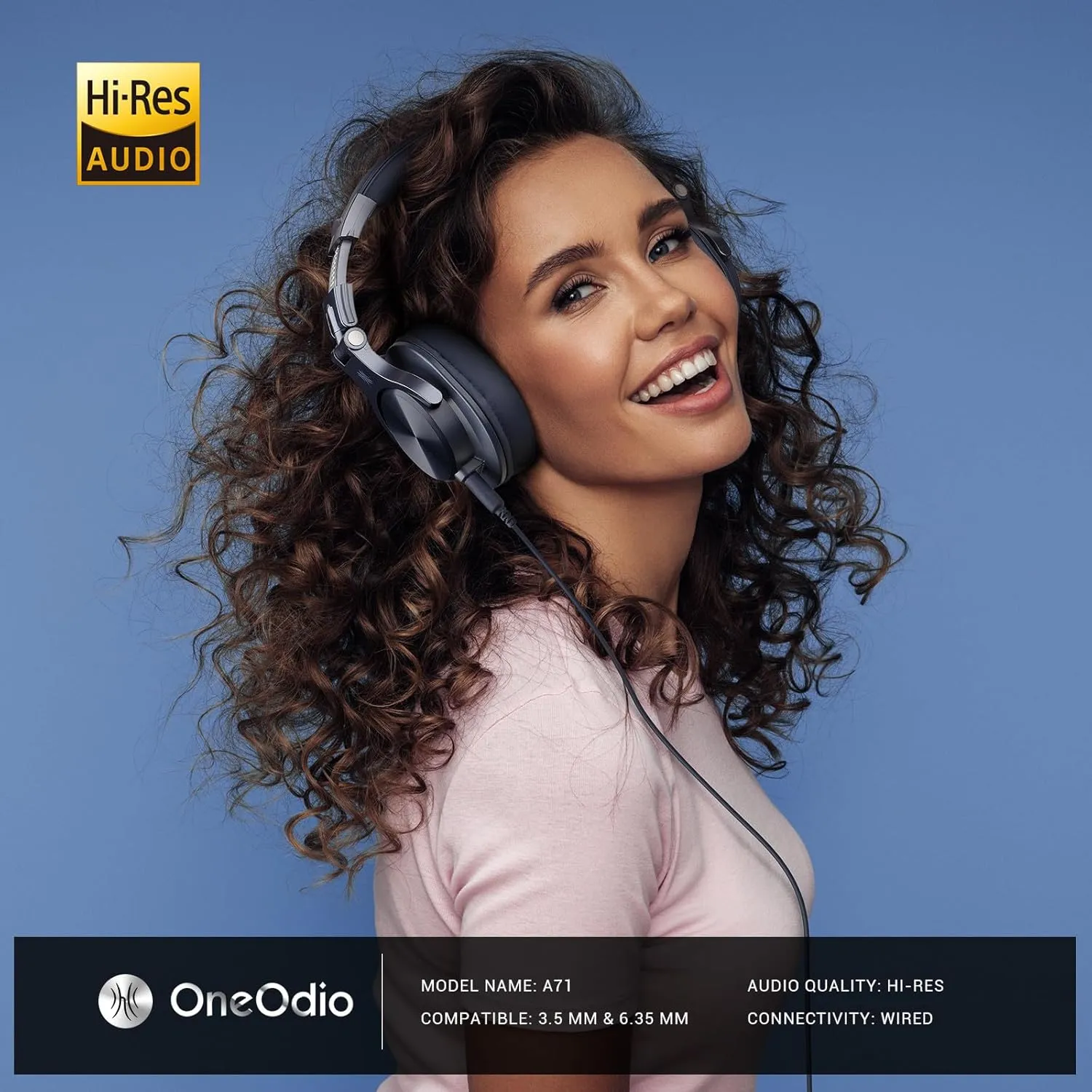 OneOdio A71 Hi-Res Studio Recording Headphones - Wired Over Ear Headphone with SharePort, Monitoring Mixing Foldable Headset with Stereo Sound, 3.5/6.35MM Jack for PC Computer DJ Guitar-Navy Blue