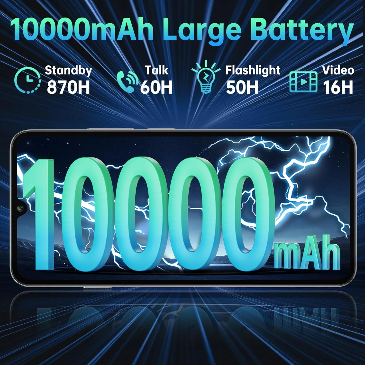 OUKITEL C59 Pro Unlocked Cell Phone Android 15-6.88HD  Display 10000 mAh Battery 24GB  256GB/1TB TF Mobile Phones with 120LM Flashlight, NFC 13MP Camera Smartphone, 4G Dual SIM/Fingerprint/OTG