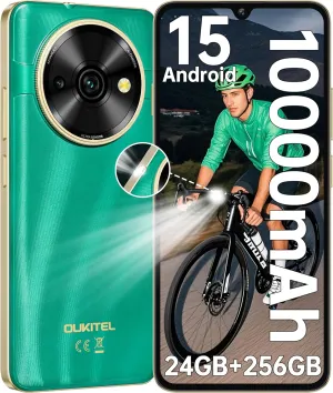 OUKITEL C59 Pro Unlocked Cell Phone Android 15-6.88HD  Display 10000 mAh Battery 24GB  256GB/1TB TF Mobile Phones with 120LM Flashlight, NFC 13MP Camera Smartphone, 4G Dual SIM/Fingerprint/OTG