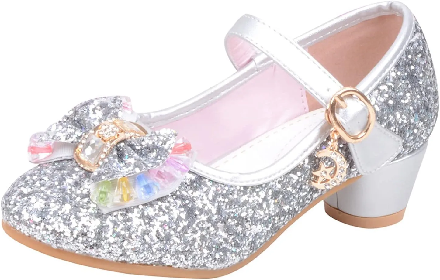 Pearl Sandals Single Princess Girls Bowknot Shoes Infant Crystal Kids Baby Shoes Toddler Girl (Silver, 10.5-11 Years)