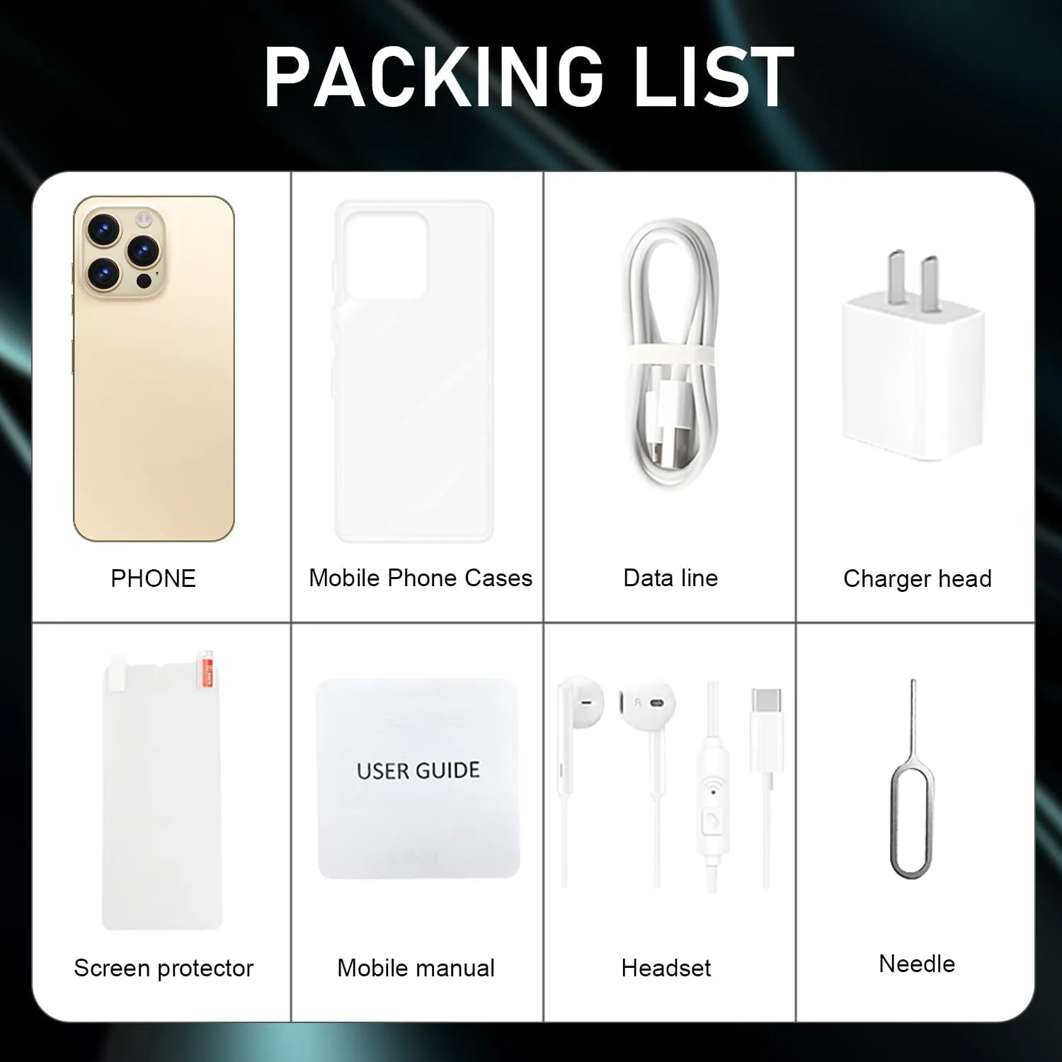 Phone A14ProMax Dual SIM Unlocked Phones for Intl Travel, 6.8 HD Android 13 Smartphone with Face ID/Fingerprint Lock, Snapdragon 8Gen2, 6800mAh 5G GPS (6GB 128GB, Gold)