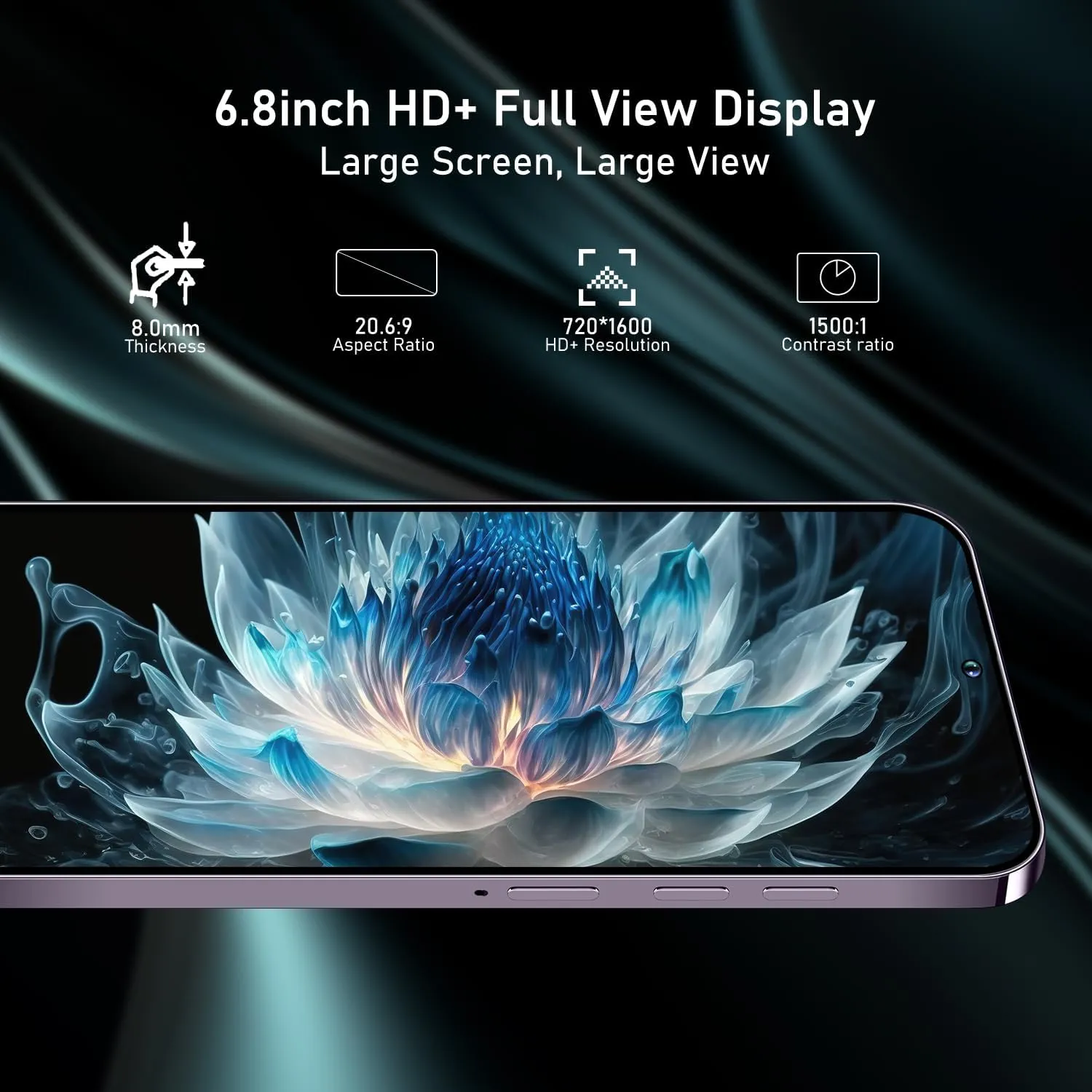Phone A14ProMax Dual SIM Unlocked Phones for Intl Travel, 6.8 HD Android 13 Smartphone with Face ID/Fingerprint Lock, Snapdragon 8Gen2, 6800mAh 5G GPS (6GB 128GB, Purple)