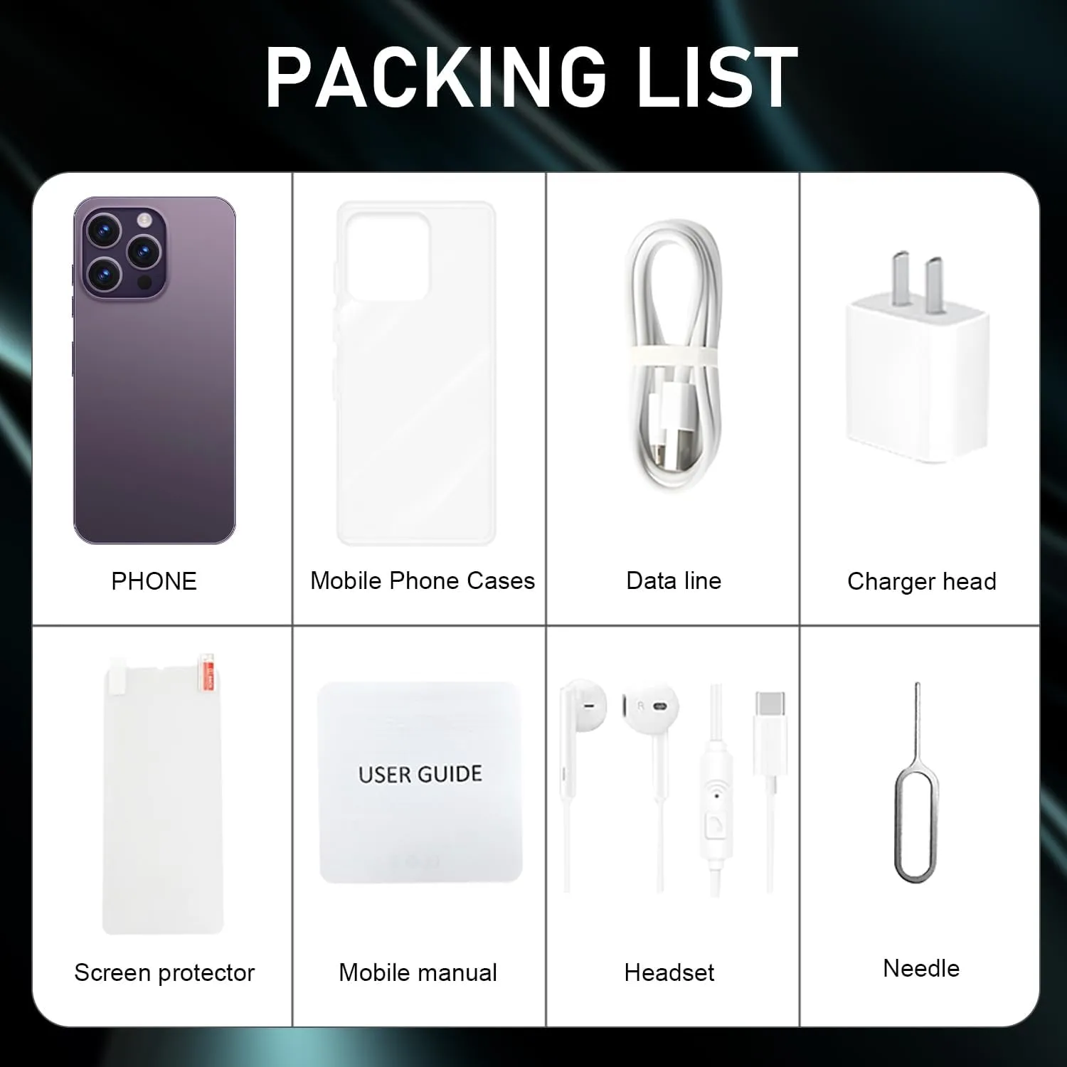 Phone A14ProMax Dual SIM Unlocked Phones for Intl Travel, 6.8 HD Android 13 Smartphone with Face ID/Fingerprint Lock, Snapdragon 8Gen2, 6800mAh 5G GPS (6GB 128GB, Purple)
