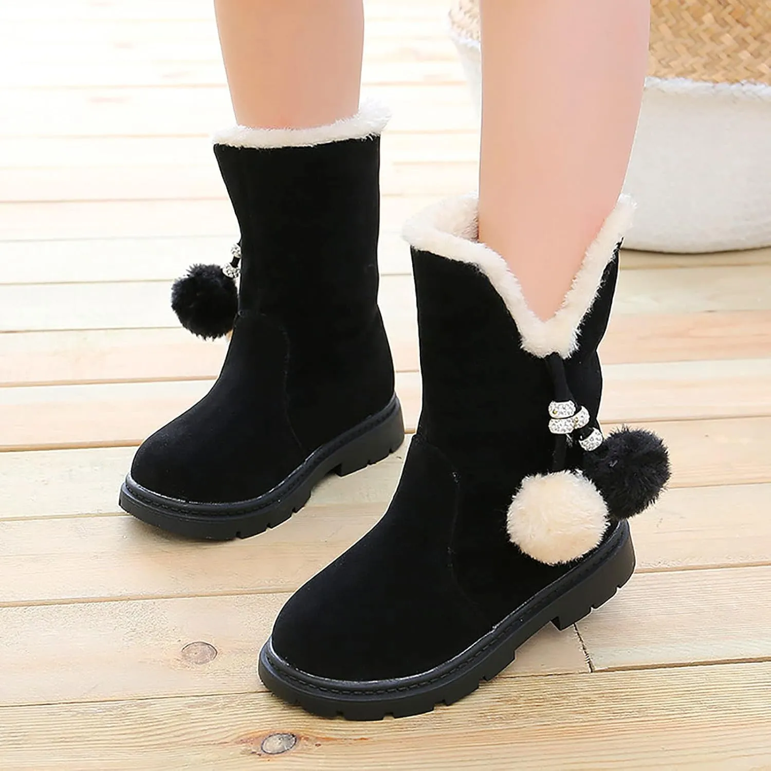 POLG Kids Boots Winter Warm Snow Newborn Girl Shoes Soft Sole Anti-Slip Prewalker Infant Toddler Cute Booties
