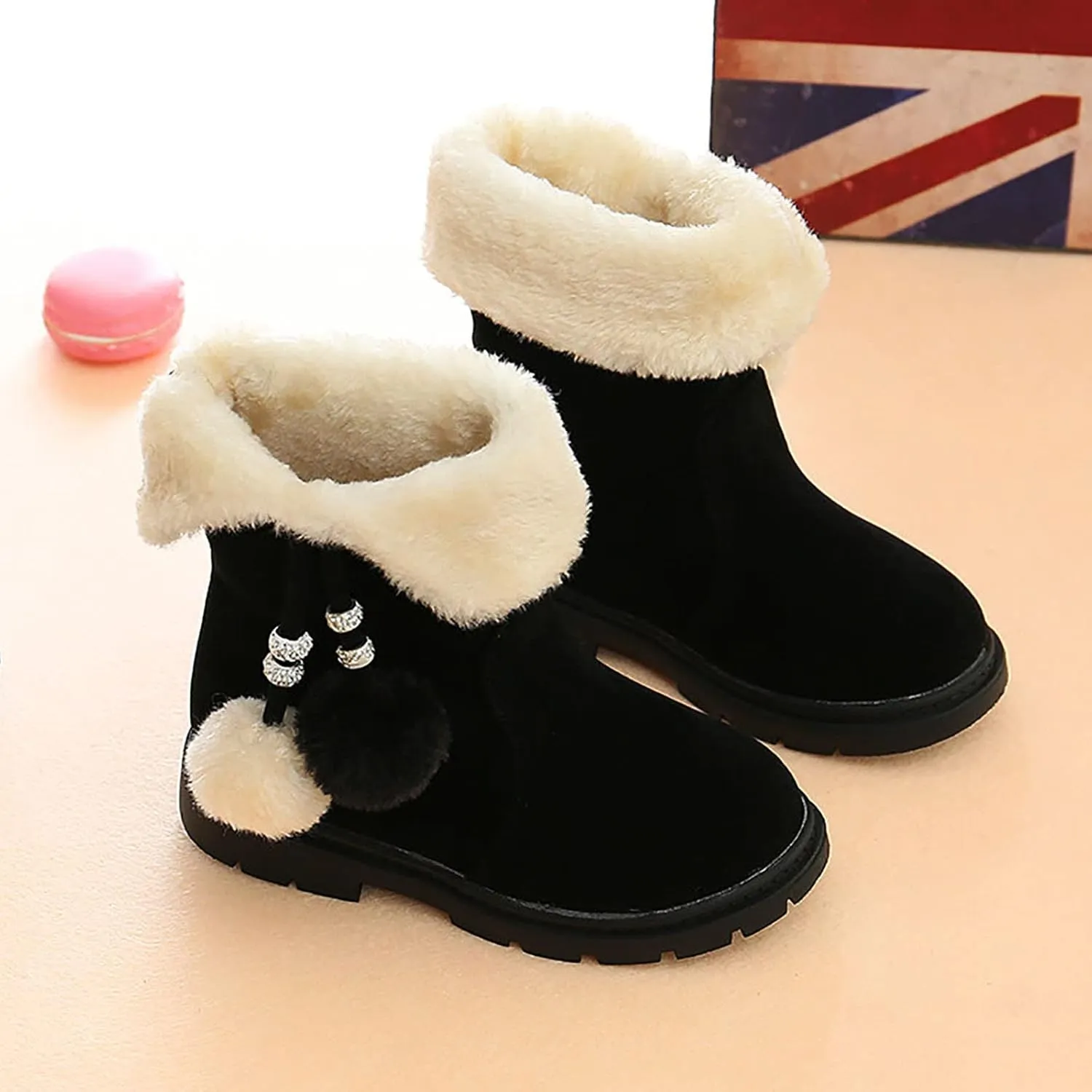 POLG Kids Boots Winter Warm Snow Newborn Girl Shoes Soft Sole Anti-Slip Prewalker Infant Toddler Cute Booties