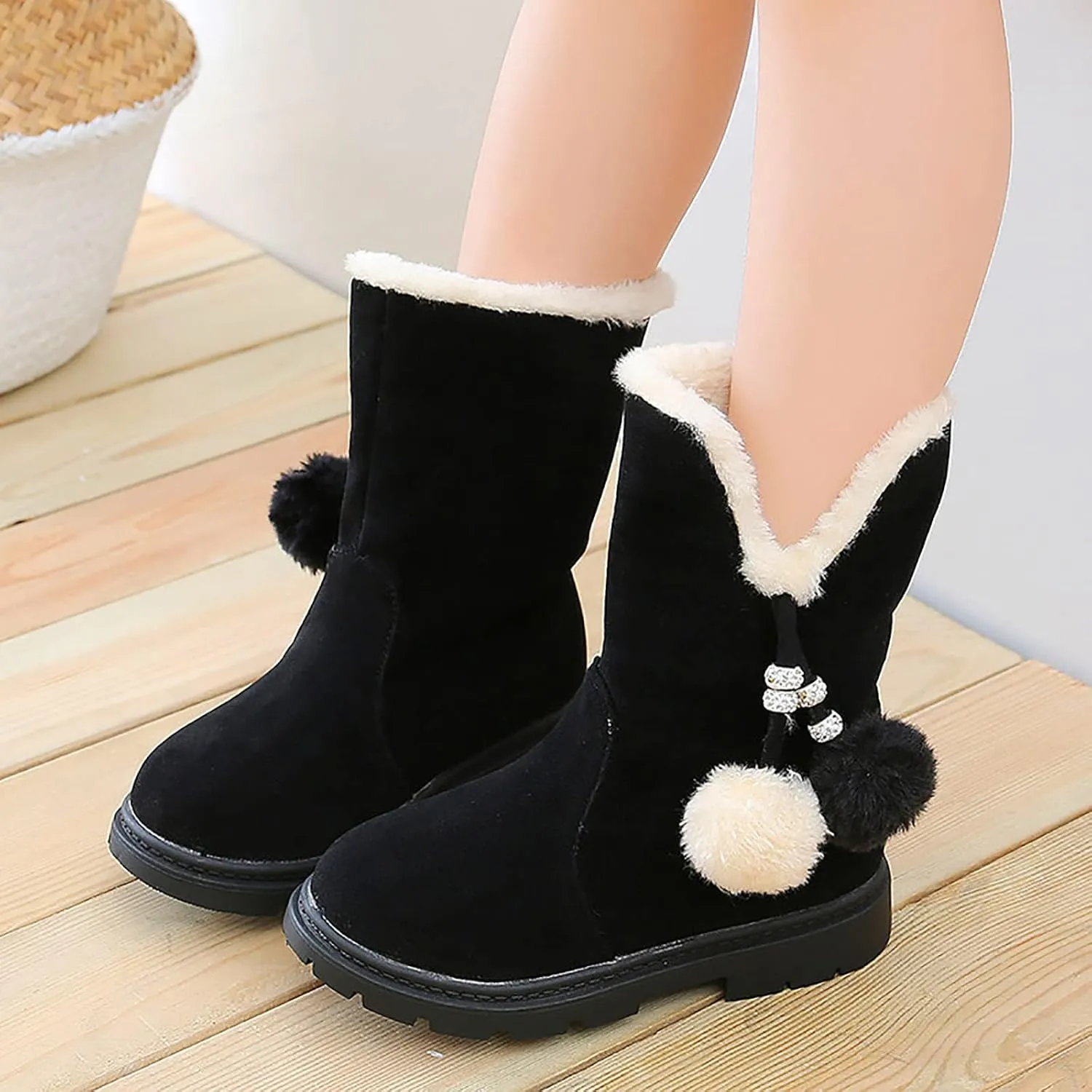 POLG Kids Boots Winter Warm Snow Newborn Girl Shoes Soft Sole Anti-Slip Prewalker Infant Toddler Cute Booties