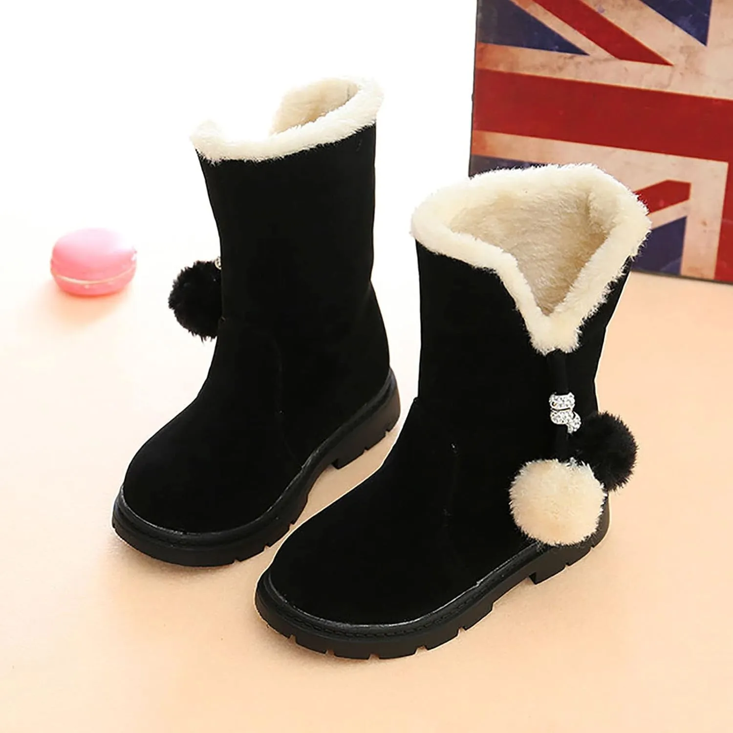 POLG Kids Boots Winter Warm Snow Newborn Girl Shoes Soft Sole Anti-Slip Prewalker Infant Toddler Cute Booties